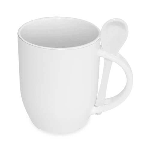 Tazza con cucchiaino bianco JS Coating Sublimazione Termostampa