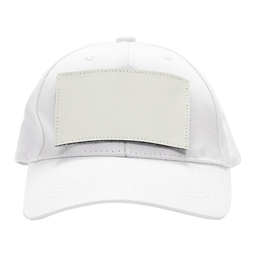 Cappello da baseball in cotone con patch rettangolare in velcro per sublimazione - bianco