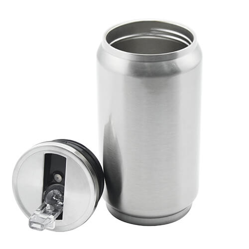 Borraccia - Lattina da 300 ml con cannuccia per sublimazione - argento