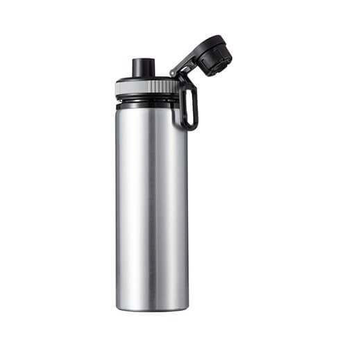 Borraccia in alluminio argento da 850 ml con tappo a vite con inserto grigio per sublimazione