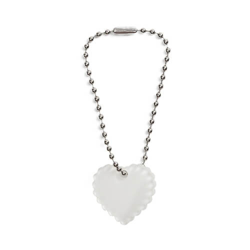 Ciondolo per tazza in acrilico a sublimazione - cuore sfilacciato su catena a palline