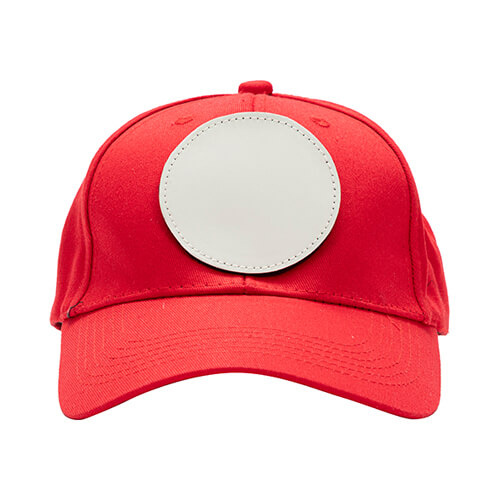 Cappello da baseball in cotone con patch rotonda in velcro per la sublimazione - rosso
