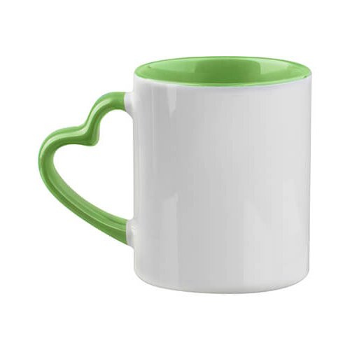 Tazza FUNNY con manico cuore Sublimazione Termostampa - Verde chiaro
