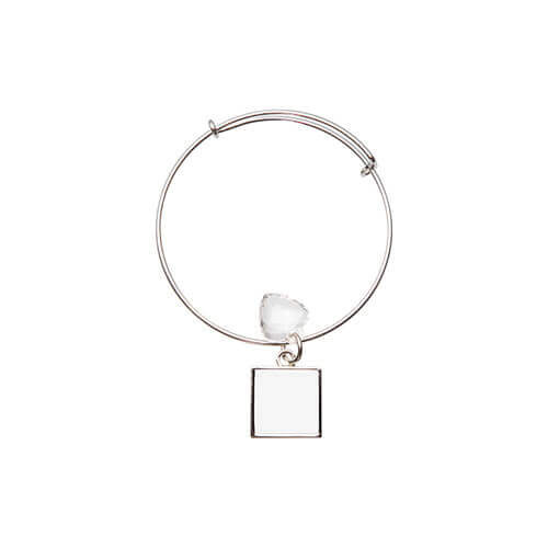 Bracciale con cuore di cristallo e pendente quadrato per stampa sublimatica a trasferimento termico
