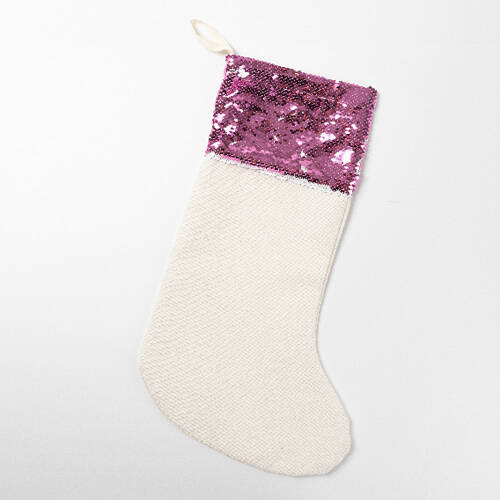 Calza di Natale con paillettes rosa per la sublimazione