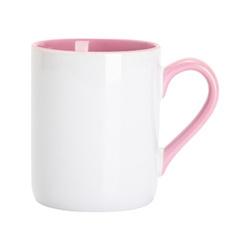Tazza da 325 ml per sublimazione - con interno e manico rosa