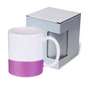 Tazza 330 ml con una striscia glitter viola con la scatola Sublimazione Termostampa