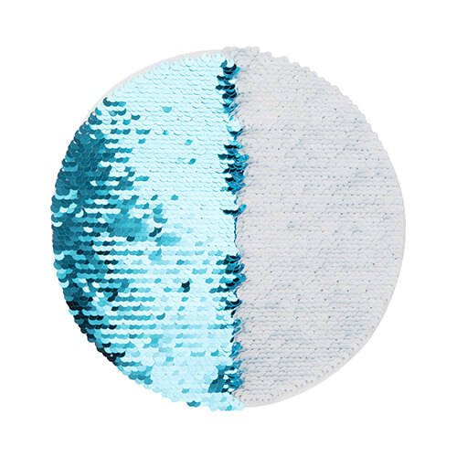 Patch paillettes bicolore da sublimare - cerchio azzurro Ø 19 su sfondo bianco