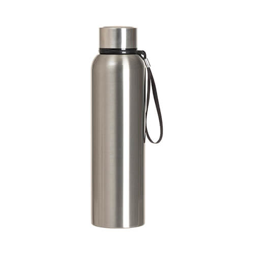 Bottiglia da 800 ml in acciaio inox con manico in corda - argento