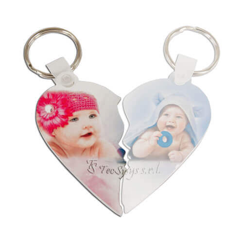 Portachiavi in ​​plastica - cuore - metà sinistra - Trasferimento termico a sublimazione