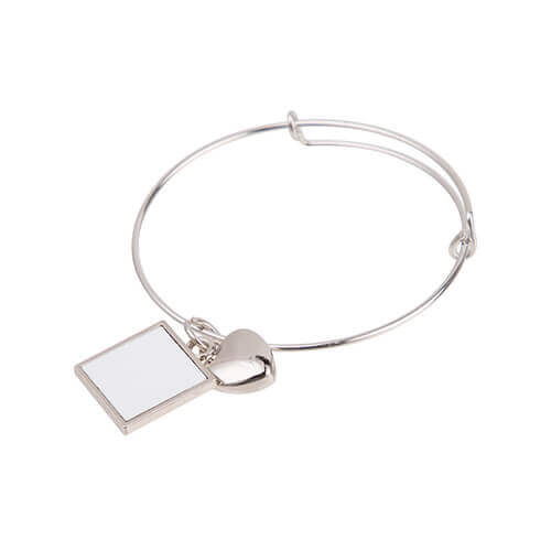 Bracciale con pendente cuore e quadrato stampabile per stampa sublimatica 