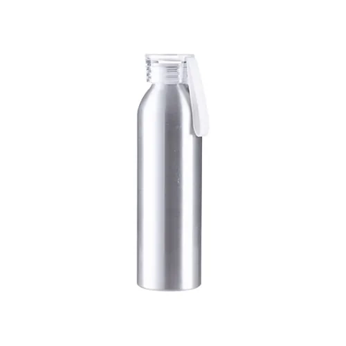 Bottiglia sportiva in alluminio 650 ml argento con tappo trasparente e striscia sublimatica