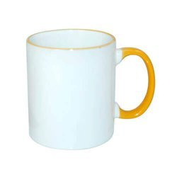 Tazza 330 ml con il manico giallo dorato Sublimazione Termostampa