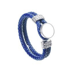 Bracciale in pelle intrecciata con cerchio per stampa sublimatica col. blu