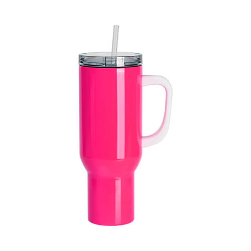 Tazza da viaggio in acciaio inossidabile da 1200 ml per sublimazione - rosa neon