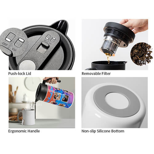 Caraffa termica in acciaio inox da 1500 ml per sublimazione - bianco