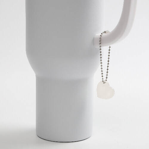 Ciondolo per tazza in acrilico a sublimazione - cuore su catena a palline