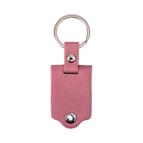 Portachiavi rettangolare in metallo con rivestimento in pelle per sublimazione - rosa