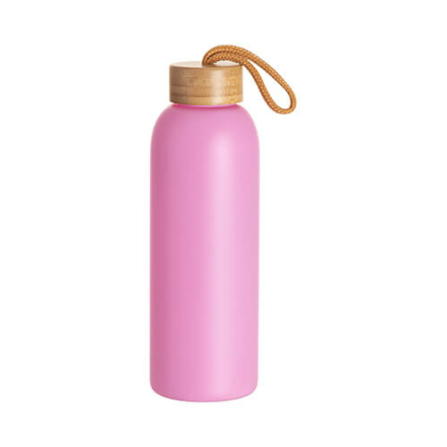 Flacone in vetro smerigliato da 750 ml con tappo in bambù per sublimazione - rosa