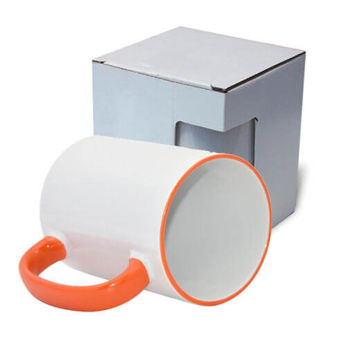 Tazza MAX 450 ml con il manico arancione con la scatola Sublimazione Termostampa
