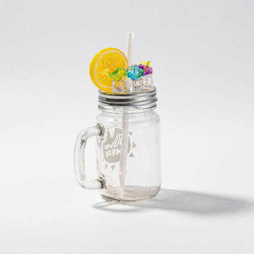 Mug Mason Jar 350 ml satinato senza manico per sublimazione - ghiaccio artificiale e limone