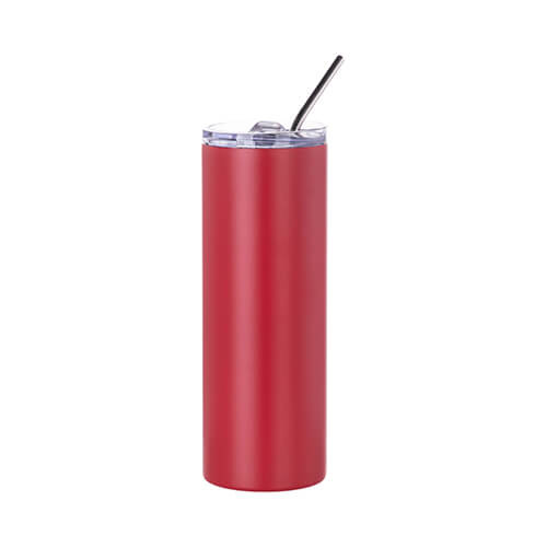 Una tazza da 600 ml con cannuccia per sublimazione - rosso opaco
