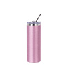 Set di 4 tazze con cannuccia 600 ml Glitter stampabile - rosa