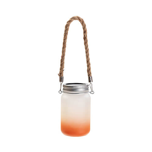 Lanterna da 450 ml con manico in corda - sfumatura arancione