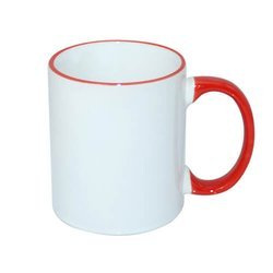 Tazza 330 ml con il manico rosso Sublimazione Termostampa