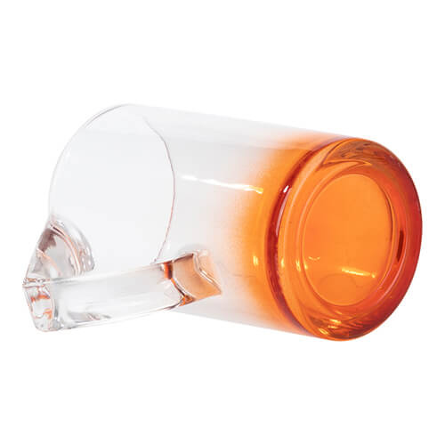 Mug in vetro da 400 ml con manico triangolare per sublimazione - fondo arancione