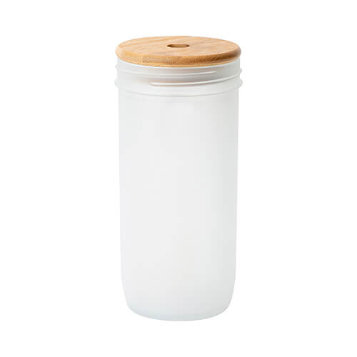 Tazza in vetro Mason Jar da 650 ml con tappo a vite in bambù per sublimazione