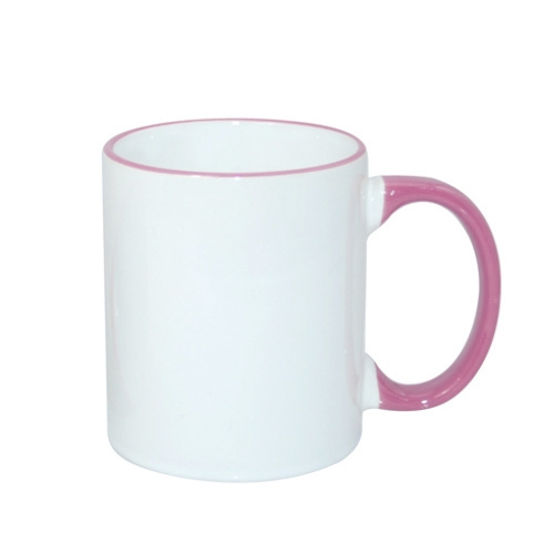 Tazza 330 ml con il manico rosa Sublimazione Termostampa