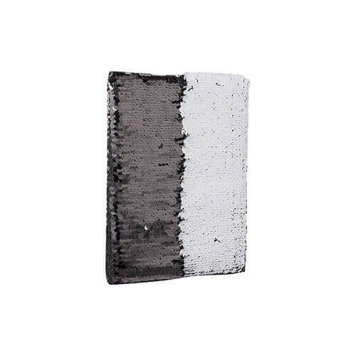 Quaderno A5 con una copertina con paillettes bicolore per sublimazione - nero