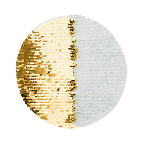 Patch paillettes bicolore da sublimare - cerchio d'oro Ø 19 su sfondo bianco