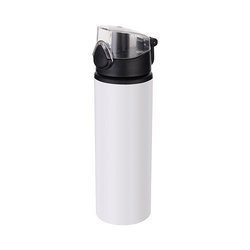 Borraccia in metallo da 750 ml - bianca con chiusura nera - da sublimare