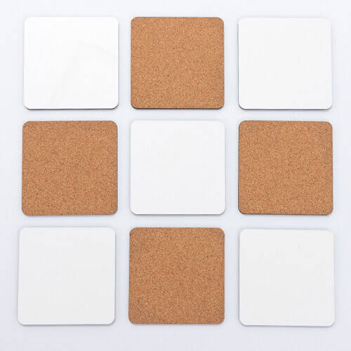 Mug pad in cartone rigido e sughero per sublimazione - 9,5 x 9,5 cm