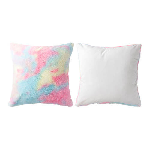 Federa colorata 40 x 40 cm in pile a pelo lungo e microfibra per sublimazione