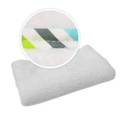 Pled con bordi a striscie di colori verde, grigio e turchese per sublimazione