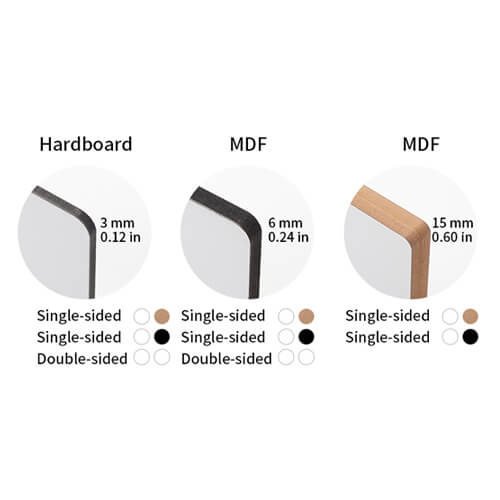 Pannello in fibra per sublimazione 20 x 20 x 1,5 cm - 2 pezzi. - dorso nero