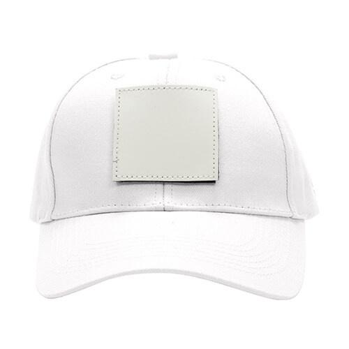 Cappello da baseball in cotone con patch quadrata in velcro per sublimazione - bianco