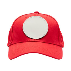 Cappello da baseball in cotone con patch rotonda in velcro per la sublimazione - rosso