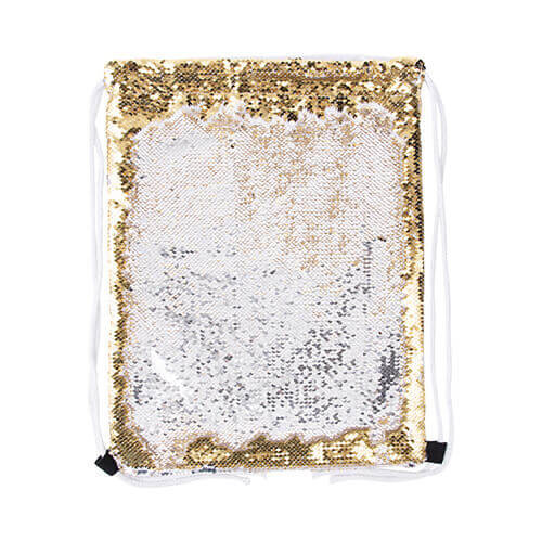 Sacca da portare in spalla 36 x 45 cm con paillettes per la sublimazione - dorata