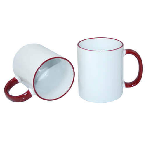 Tazza 330 ml con il manico rosso scuro Sublimazione Termostampa