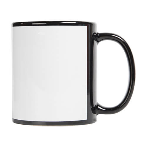 Tazza nera 330 ml con cornice bianca per sublimazione