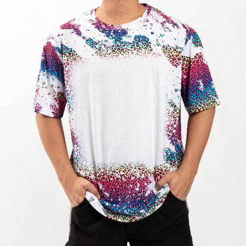 T-shirt Cotton-Like Bleached Leopard Wild Purple per sublimazione