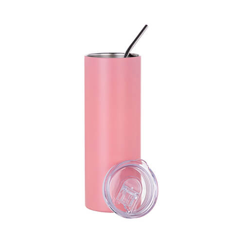 Tazza da 600 ml con cannuccia per sublimazione - rosa opaco