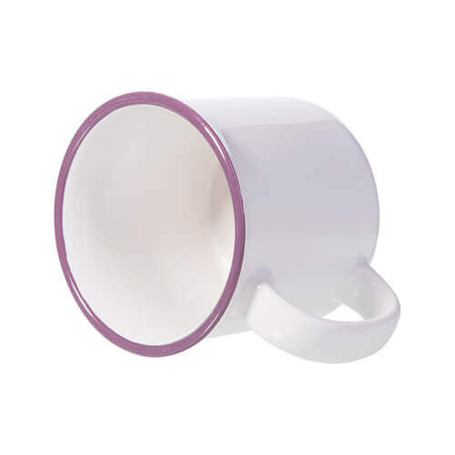 Tazza in ceramica, smaltato 300 ml Sublimazione Termostampa - bianco con bordo viola