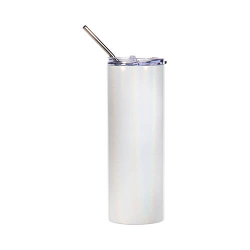 Tazza da 600 ml con cannuccia per sublimazione - bianco iridescente