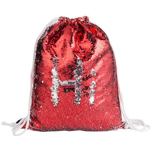 Sacca da portare in spalla 36 x 45 cm con paillettes per la sublimazione - rossa
