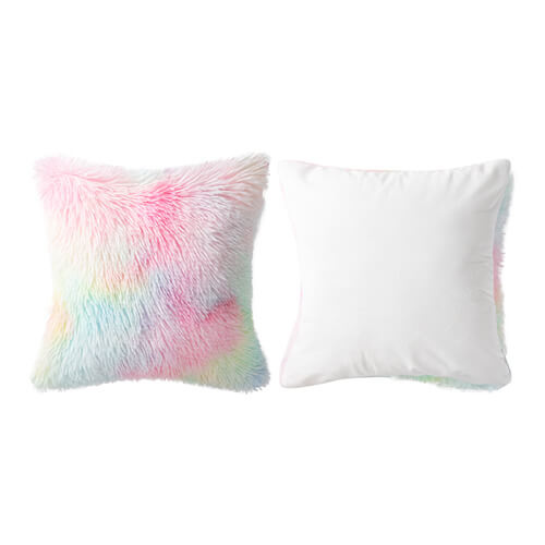 Federa colorata 40 x 40 cm in pile a pelo lungo e microfibra per sublimazione